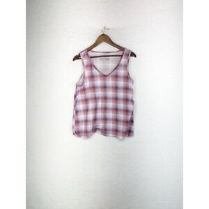 Eddie Bauer Shirt Tank Top Women's Pink Plaid Sleeveless Ladies SleepWear L‎